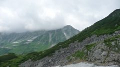 左の山が雄山